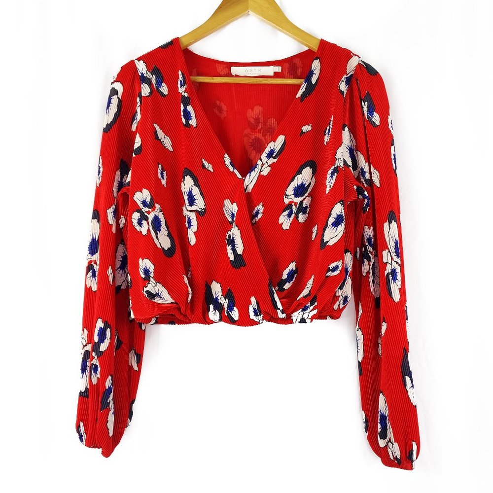 ASTR The Label red floral cropped top, size S